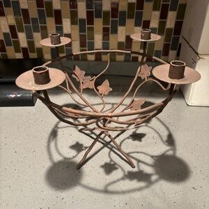 Vintage Iron candelabra fruit bowl centerpiece